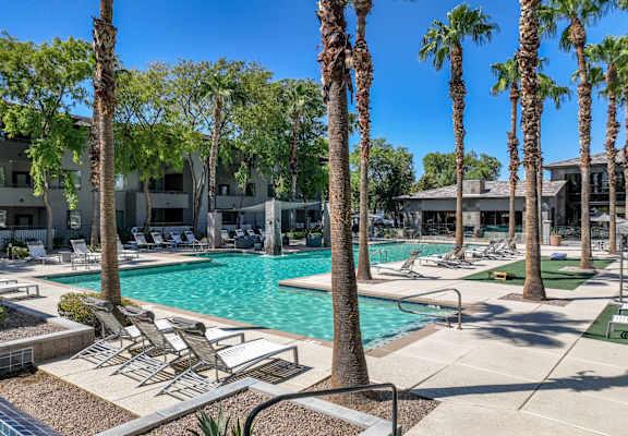 resort-inspired swimming pool at Avora apartments