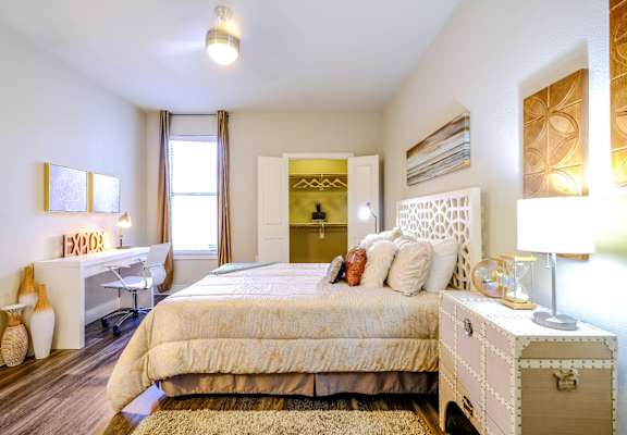 spacious bedroom at The Allure apartments