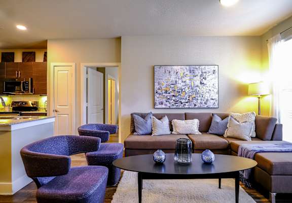 spacious living room at The Allure apartments