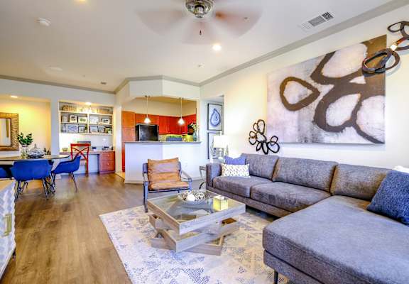 spacious living room at The Falls at Copper Lake Houston apartments for rent