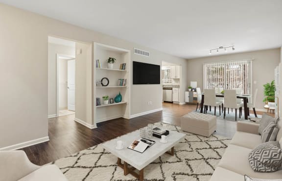 Living Room With Dining Area at Shorebrooke Townhomes, Michigan, 48375