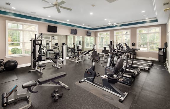 Large Indoor Fitness Center at Abberly Pointe Apartment Homes, Beaufort, South Carolina