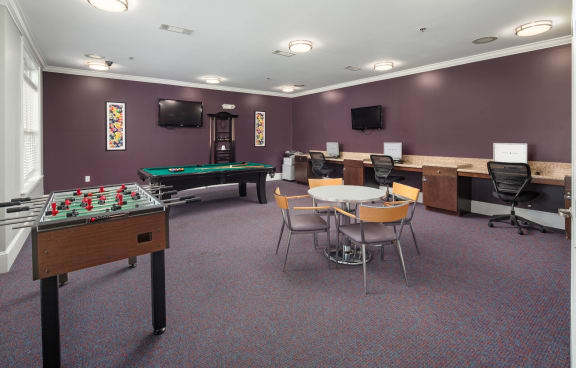 Clubhouse with Billiards at Abberly Village Apartment Homes, West Columbia, SC