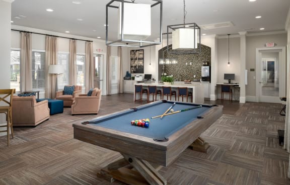 Clubhouse with Billiards Table at Abberly Market Point Apartment Homes, Greenville, South Carolina 29607