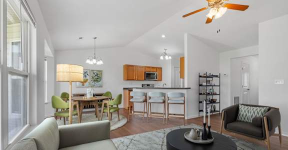 Spacious Living Area With Wood-Style Flooring