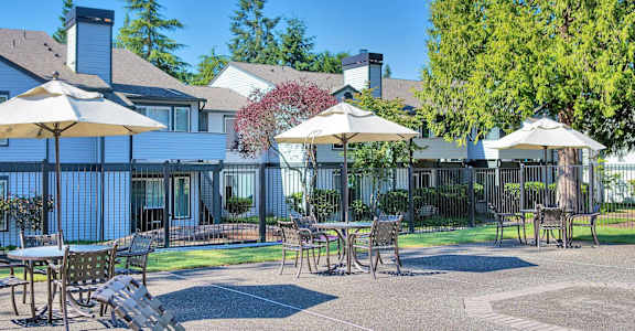 The Marina at Martha Lake Apartments in Bothell, Washington Exterior and Patio with Seating