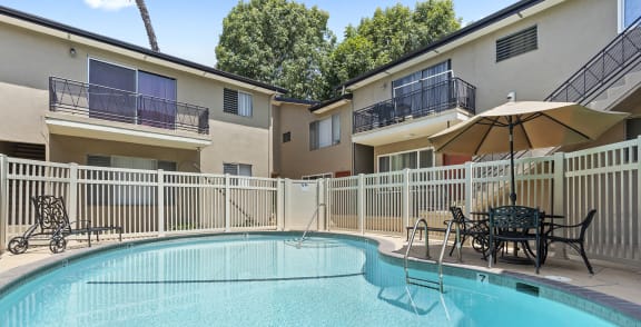 our apartments have a resort style pool and patio