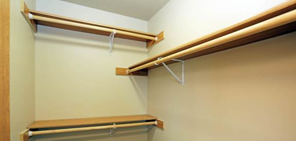 a walk in closet in a 555 waverly unit