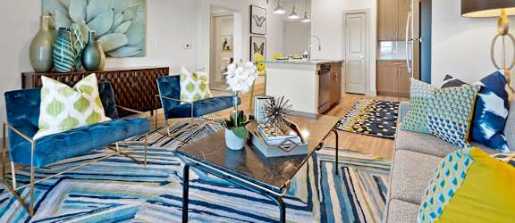 Living Room With Kitchen at McCarty Commons, San Marcos, TX