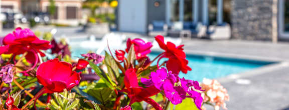 Swimming pool view at Prairie Pines Townhomes, Kansas