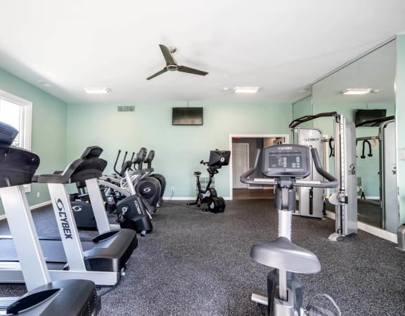 Fitness center at Barrington Estates Apartments, 8717 Old Town W Dr, 46260
