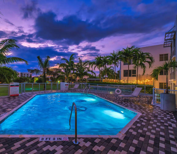 Twilight Pool  at South of Atlantic Luxury Apartments, Delray Beach