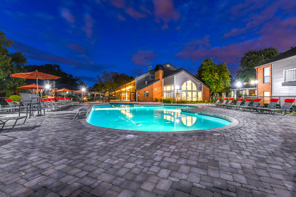 Waterford Place outdoor pool at dusk - Louisville, KY