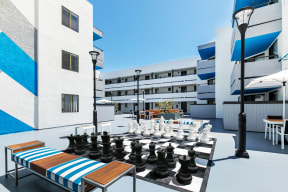 Courtyard with Human size chess board