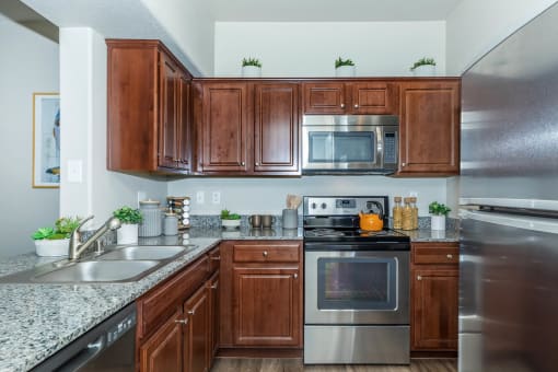Wooden cabinets and appliances at The Equestrian by Picerne, Nevada, 89052