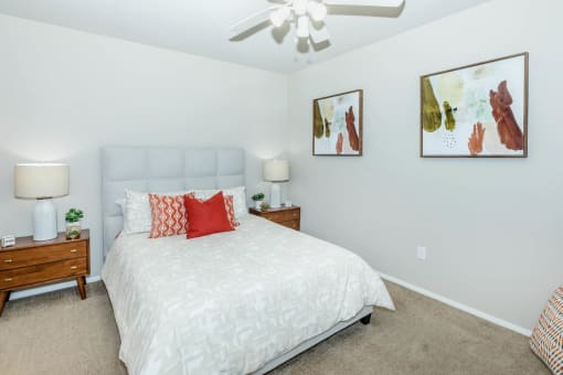 Bedroom with ceiling fan at The Equestrian by Picerne, Nevada, 89052