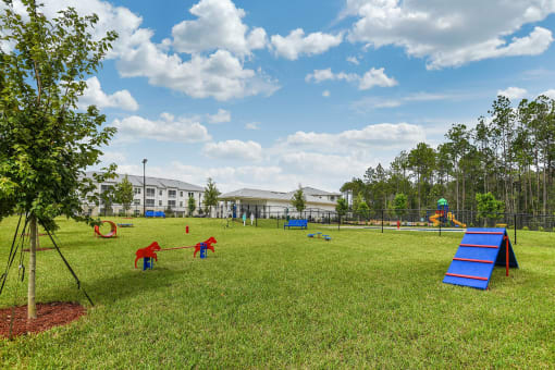 our apartments showcase a naturally grassed area with a playground
