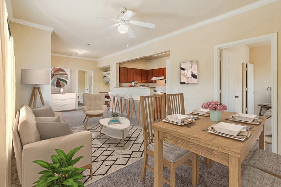 a rendering of a gym with people exercising on treadmills at Lakeside Pointe Apartments & Townhomes, Pearland, TX, 77584