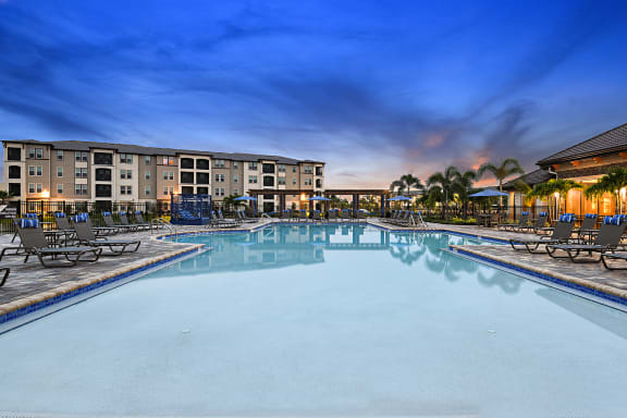 Twilight Pool at The Oasis at Cypress Woods, Florida