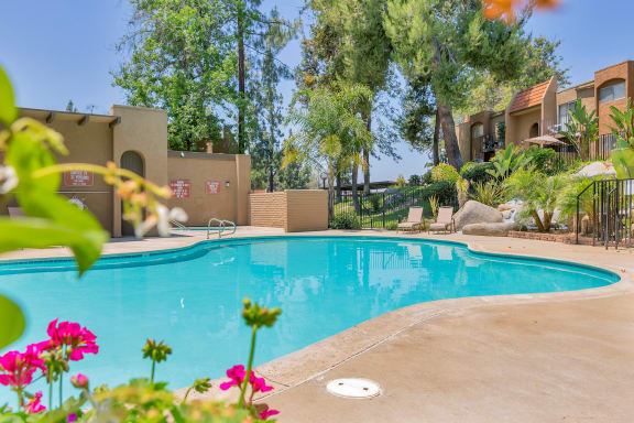 Sparkling resort-style pool at Woodlake, Escondido, California