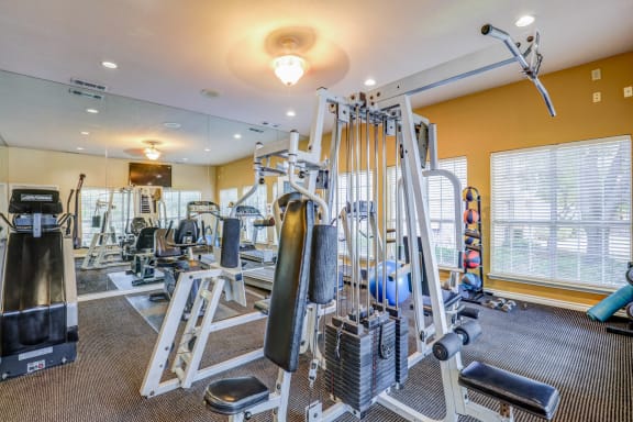 Fitness center at Trinity Square Apartments