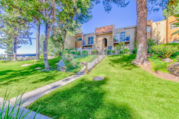 Mature trees and landscaping at Woodlake, California
