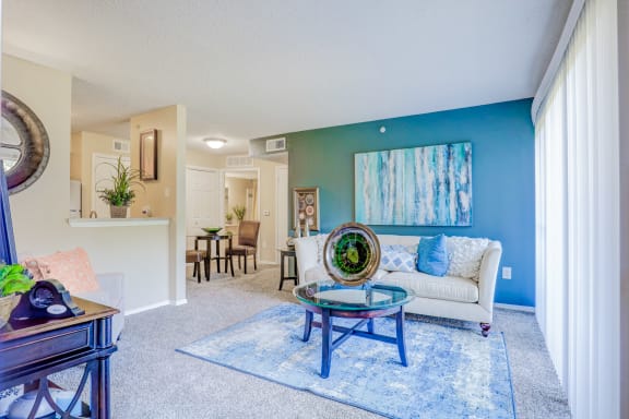 Bright and spacious living rooms at Trinity Square Apartments