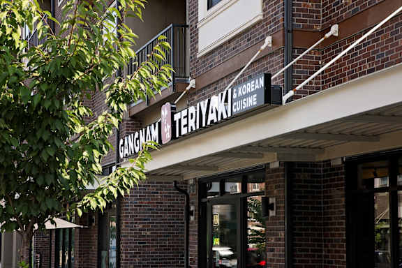 a building with a sign on the front of it
