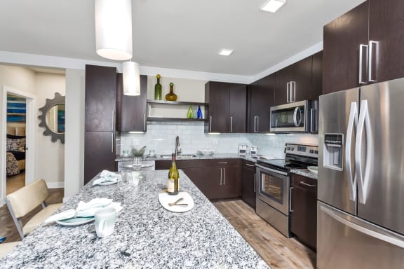 Westwood Green Kitchen with large grey island