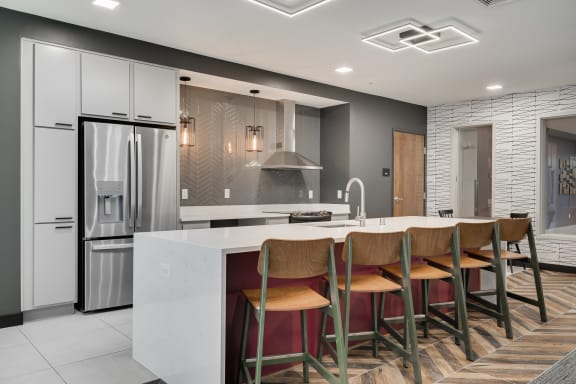 community kitchen with bar seating