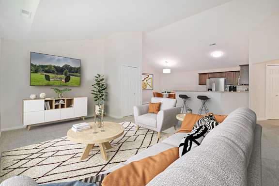 Living Area With TV at Creekview, Midvale, UT 84047