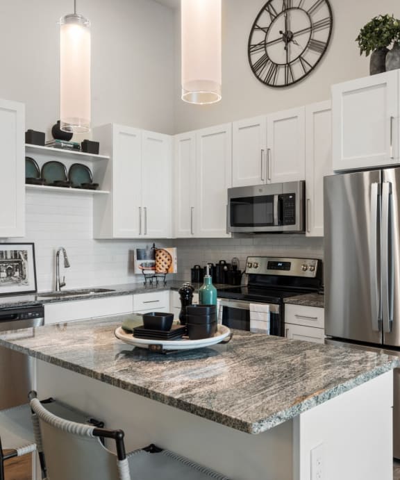 The Edison at Bozeman Gateway Apartments in Bozeman, Montana Model Kitchen with Island