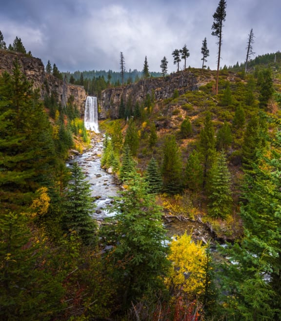 Beautiful View of Tumalo Falls in Deschutes National Forest near Bend, Oregon