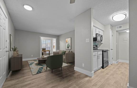The Monet Apartments in Dallas, Texas Model Living Room and Kitchen