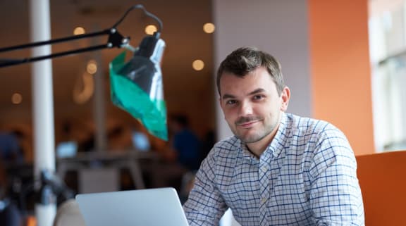 Young man with computer