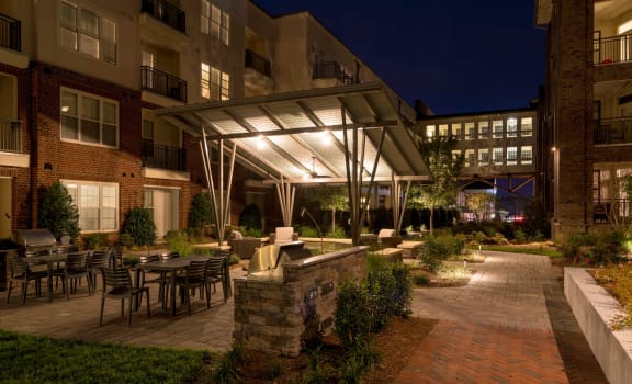 Outdoor Grill With Intimate Seating Area at Berkshire Ninth Street, Durham, 27705