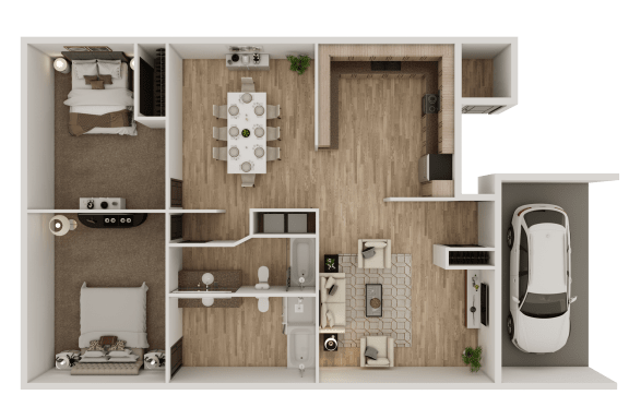 2 Bed 2 Bath - 1000 Sq. Ft. Floorplan at San Xavier Casitas, Arizona