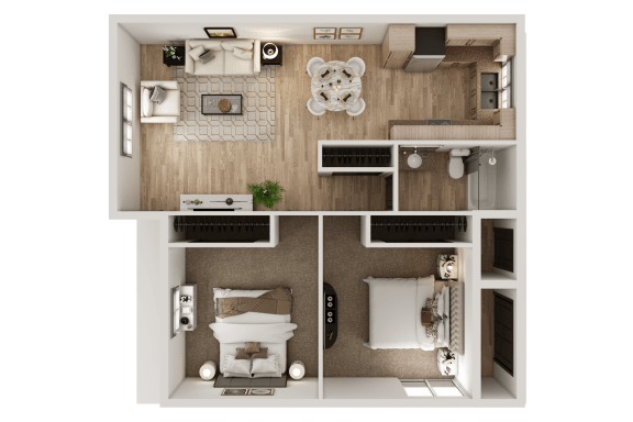 2 Bed 1 Bath - 901 Sq. Ft. Floorplan1 at San Xavier Casitas, Tucson, AZ
