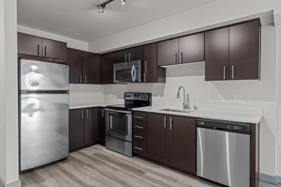 Viva Apartments in Seattle, Washington Kitchen with Stainless Steel Appliances