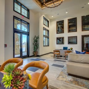 a view of the lobby at the bradley braddock road station apartments