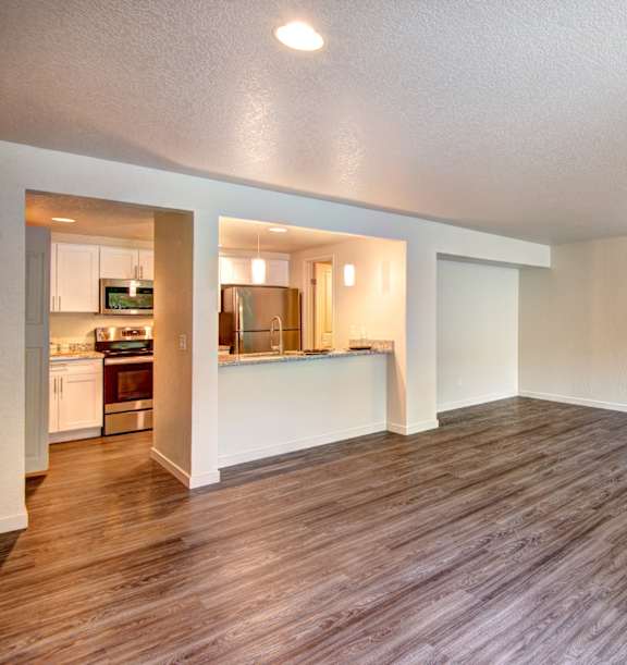 12 Central Square Living Room with Fireplace and Kitchen