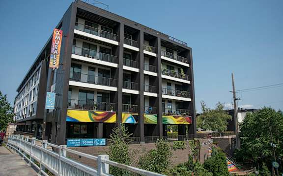 The Murals of LynLake south facing exterior view