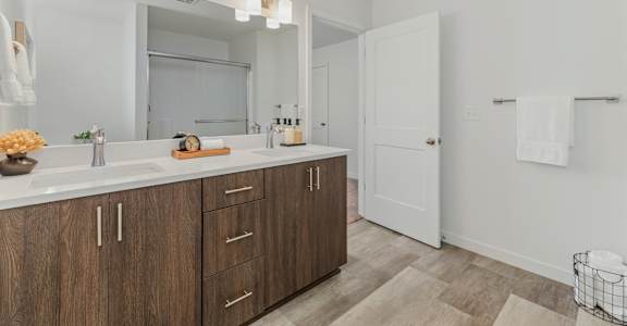 Thrive at Green Mountain Townhomes in Camas, WA Model Bathroom with Double Vanity