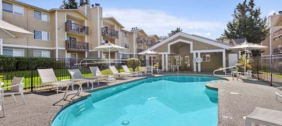 Mirabella Apartments in Everett, Washington Lounge Pool with Lounge Chairs
