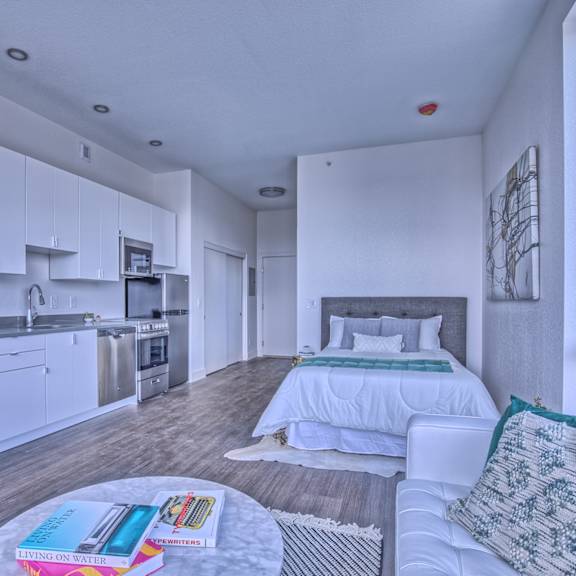 Kitchen Come Living Area at Sloan's Place Apartments, Denver, Colorado