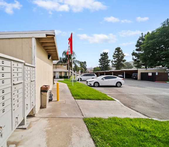 A white mailbox with the number 12 on it is on the left side of the image.