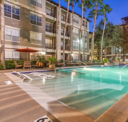 Resort Inspired Pool with Sundeck at the Museum District Apartments in Houston, TX