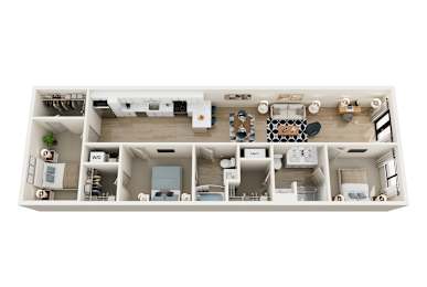 The Crosscurrent Floor Plan at The Oxbow Apartments, Indiana, 47150