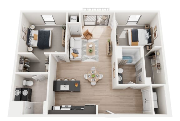 Floor Plan  2 bed 2 bath G at Riverhouse Apartments, Fargo