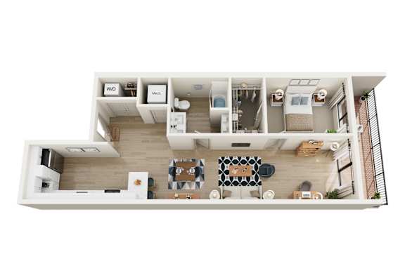 The Backwater Floor Plan at The Oxbow Apartments, New Albany, 47150